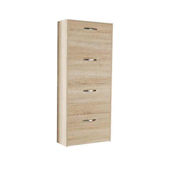 EKOWOOD SHOE CABINET 60X25X135CM - 4 DOORS - SONOMA OAK