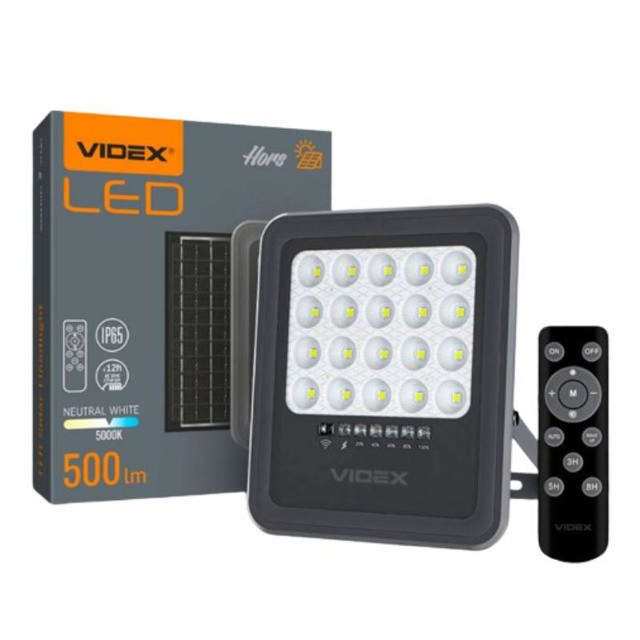 VIDEX LED SOLAR STAND ALONE FLOODLIGHT 20W